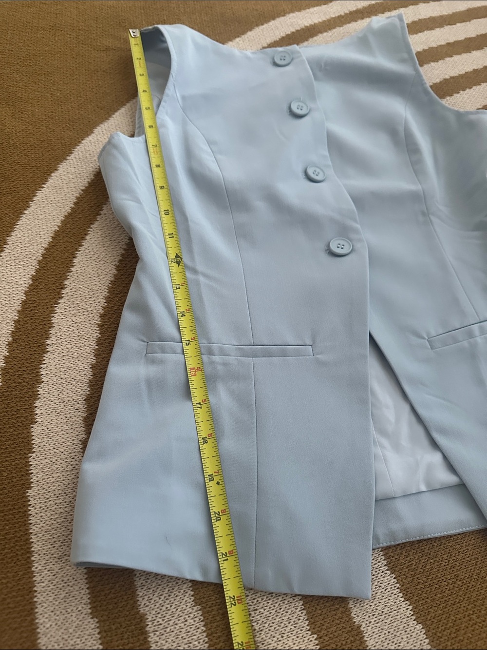 Cider Pale Blue Sleeveless Buttoned Vest - Picture 7 of 9